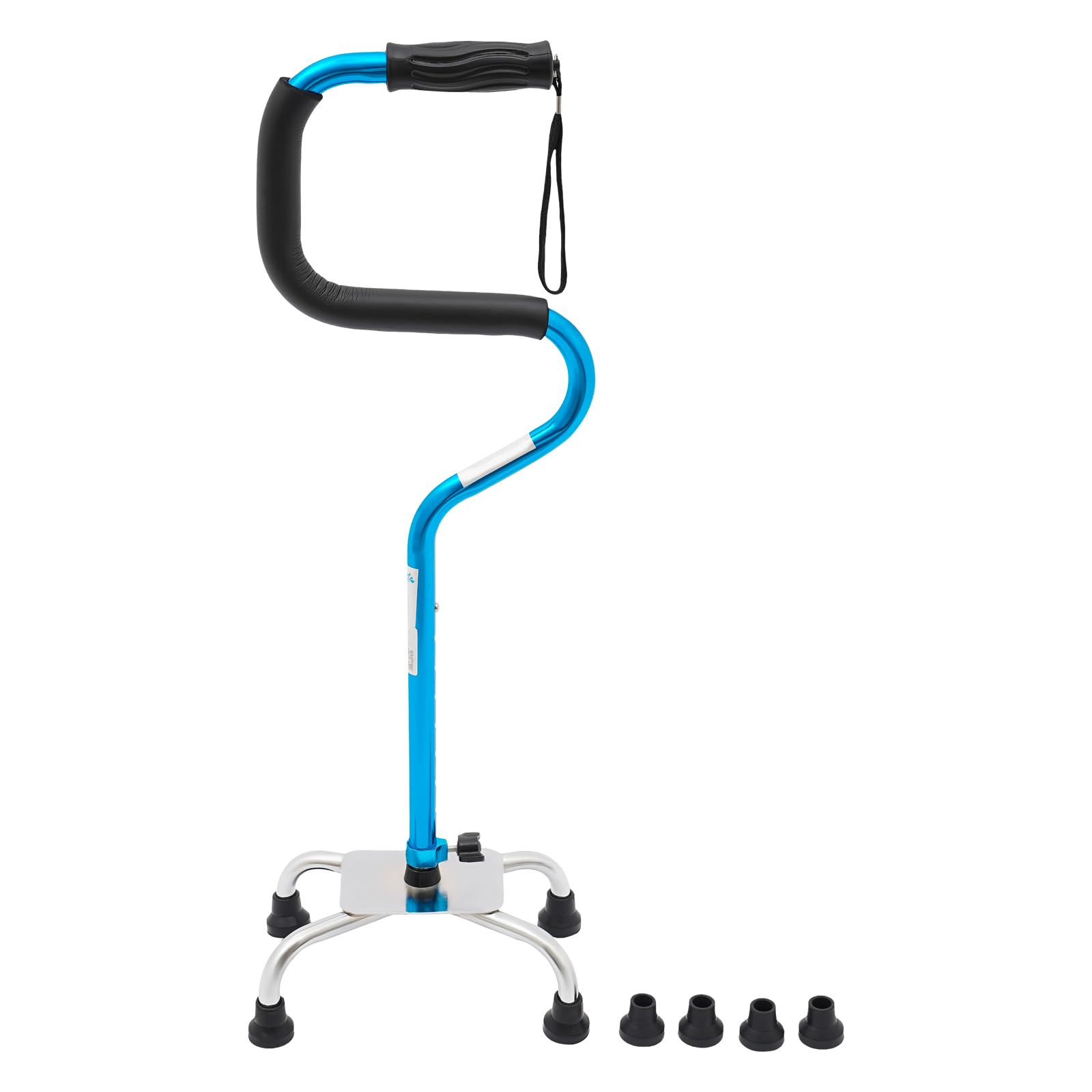 Bastón de cuatro patas con mango ergonómico, bastón ajustable, altura aplicable 1,5-1,85 m
