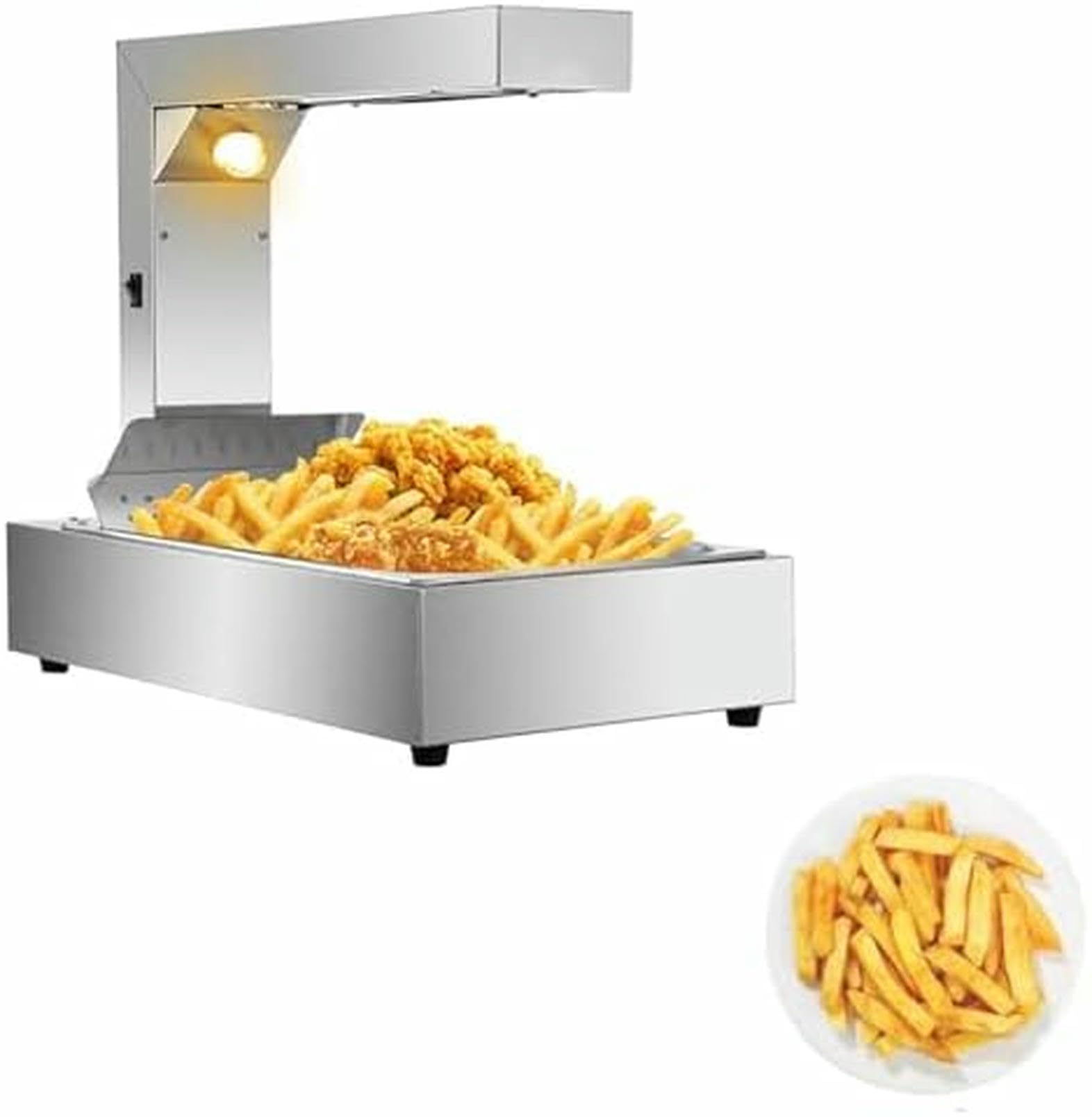 Scalda Patatine Fritte Commerciale - Padella Antiaderente A Riscaldamento Rapido per Mantenere I Cibi Fritti Caldi E Croccanti, Ideale per Servire Snack