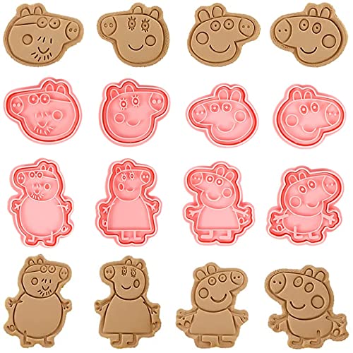 Peppa Wutz Ausstecher, 8 PCS Pig Keksausstecher,Plätzchen Ausstecher, Peppa Pig Ausstechformen,Cookie Cutters,Ausstecher Brot und Gemüse kinder,Fondant Ausstechform Cover