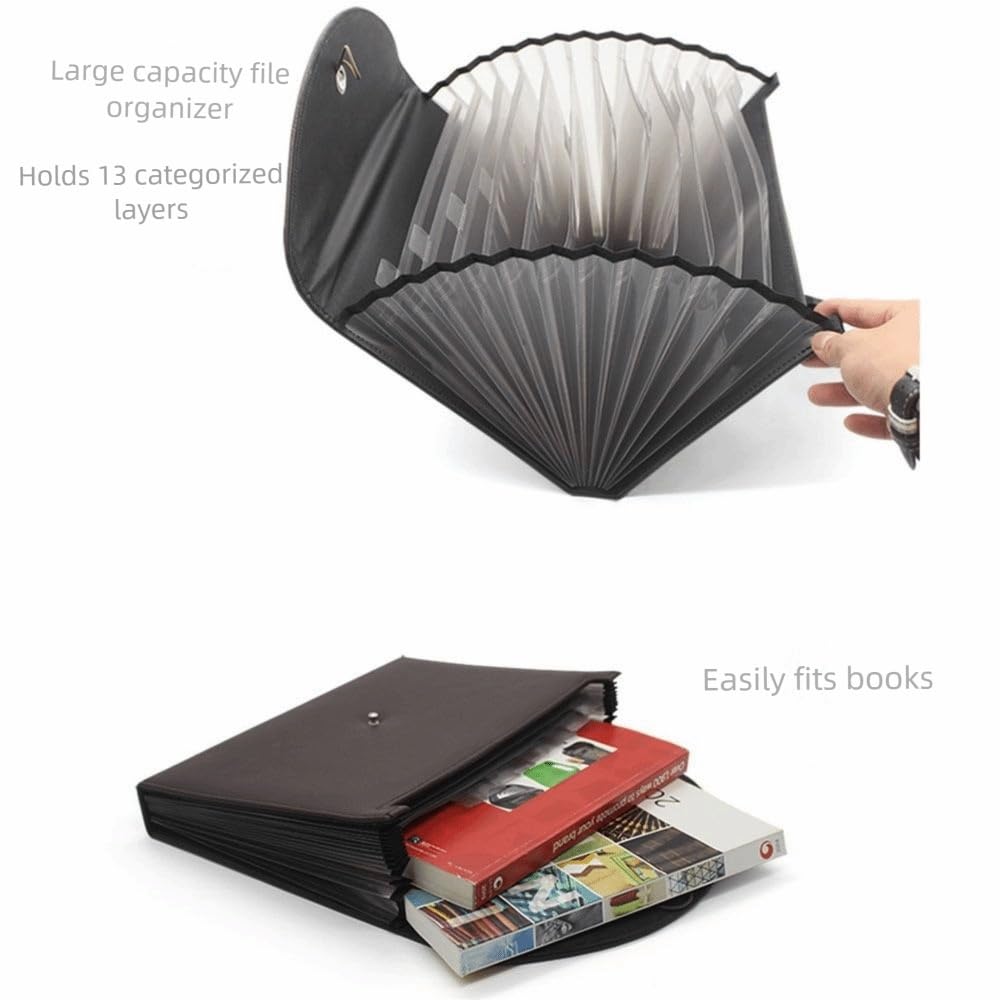 Borsa portadocumenti in pelle PU, formato A4, portadocumenti da disegno, organizer, busta | Black