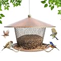 Metal Bird Feeder for Outdoors Hanging, Large Roof Bird Feeders for Cardinal, 3LB Wild Birdfeeder Squirrel Proof for Outside