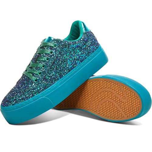 Jeekopeg Glitter Platform Sneakers Women Casual...