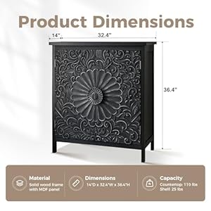 Maison arts accent cabinet with 2 doors farmhouse distressed storage cabinet with solid wood legs for living room entryway foyer kitchen sideboard buffet cabinet black carved doors  urban country home decor