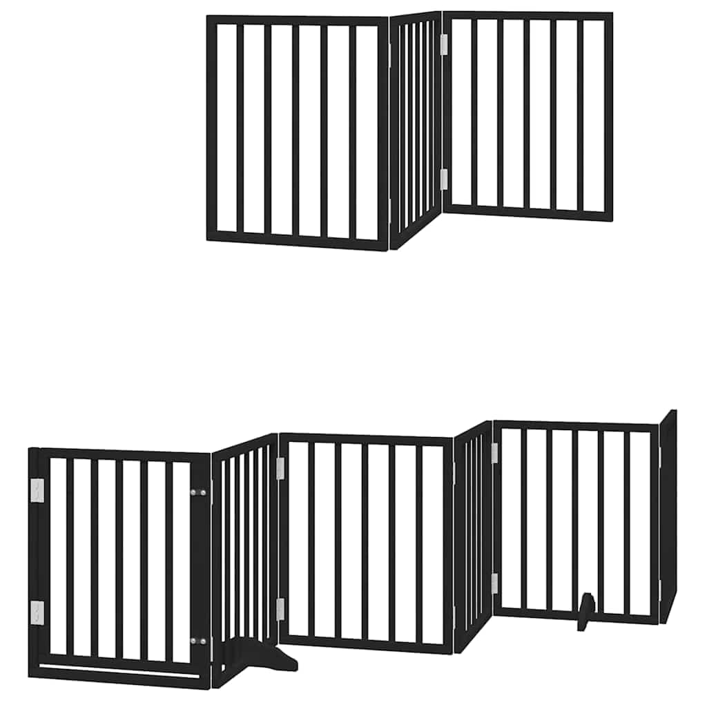 vidaXL Puerta de Perros Plegable 15 Paneles Madera álamo Negra 750 cm