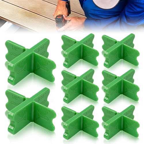 8 Pcs ABS Deck Spacer Tool 4 Thicknesses Deck Board Spacers (1/16 1/8 3/16 1/4) for Pressure Treated Lumber Composite Decking PVC & Hardwood Boards