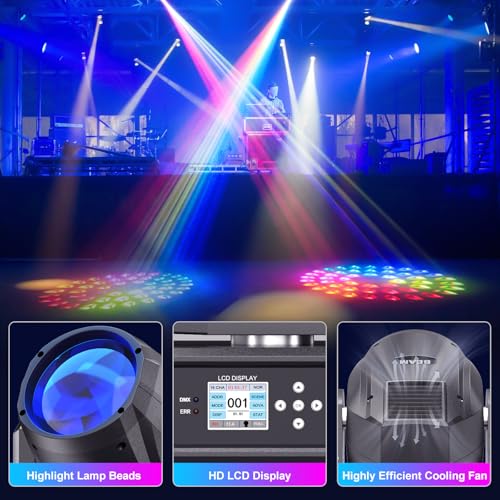 Image of Moving Head Light 280W 10R WZYBUTA LED Beam Stage Lights DJ Lights 17 Gobos 15 Colors DMX512 Prism Rainbow Effect Spotlights Sound Activtaed for Bar Disco Wedding Concert Lighting (10 Pack)