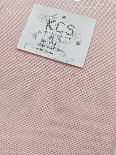 Image of 19 inch x 28 inch 14CT Counted Cotton Aida Cloth Cross Stitch Fabric (Pink)