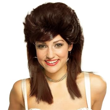 Swiking Brown Mullet Wigs for Women Curly 70s 80s Rocker Shoulder Length Hair Cosplay Synthetic Women Wigs Brown