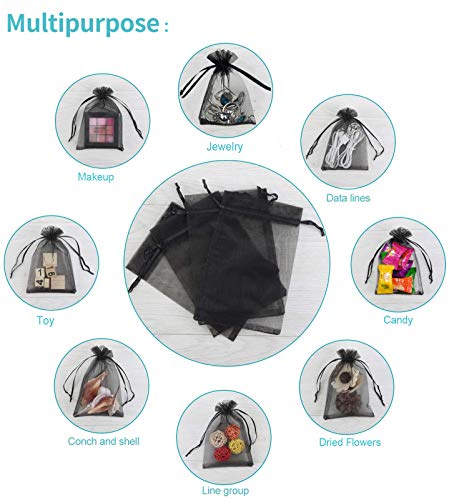 Image of Dealglad 50pcs Drawstring Organza Jewelry Candy Pouch Christmas Wedding Party Favor Gift Bags (4x6, Black)