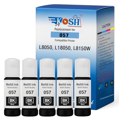Image of KOSH 057 Black Refill Ink Suitable for L8050, L18050, L8150W Printers (70ml X 5Bottle)