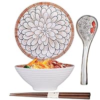 Japanische Suppenschale,Japanese Ramen Bowl Set,Japanisch Schussel Keramik,1100ml Ramen Schale,Soup Bowl japanese,Ramen Schüssel Keramik mit Löffel,Essstäbchen,Suppenschalen Porzellan