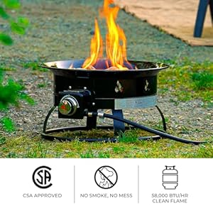 Outland living portable propane fire pit 19 inch 58000 btu smokeless gas firebowl perfect for camping patio backyard tailgating deck rv black 823 standard  urban country home decor
