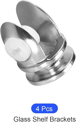 Miniatura 5 de METALLIXITY Soporte para estante de vidrio (para 0.197-0.315 in de grosor), 4 piezas, clips de vidrio de aleación de zinc, soporte de abrazadera,