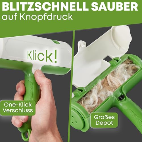 NEUHEIT 2026 - DOGGYBOO® Selbstreinigender Tierhaarentferner – Premium Fusselrolle für Hundehaare und Katzenhaare, Wiederverwendbarer Katzenhaarentferner für Sofa, Teppich, Bett und Auto (Grün)