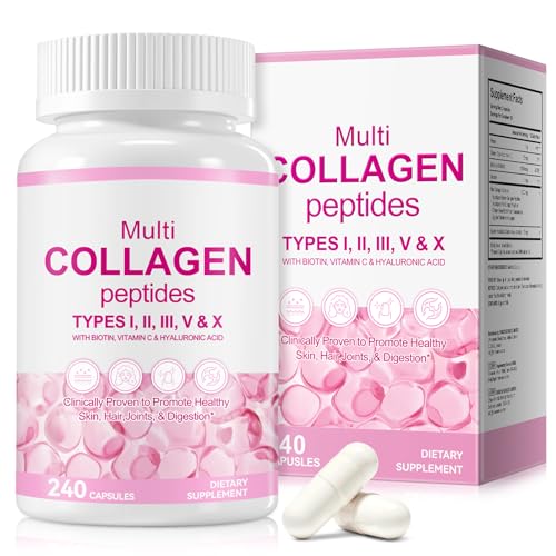 Collagen Peptides Supplements Multi Collagen Peptides (I Ii Iii V & X) with Biotin Vitamin C & Hyaluronic Acid Supports Hair Skin Joint Wellbeing Nails 240 Capsules