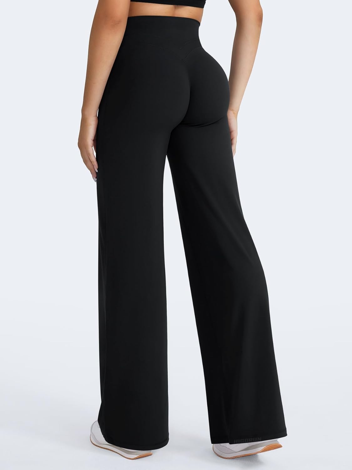 HIGORUN Straight Leggings Bottoms High Waisted No Front Seam Workout Leggings for Women 31" Wide Leg Casual Gym Yoga Pants - Image 4