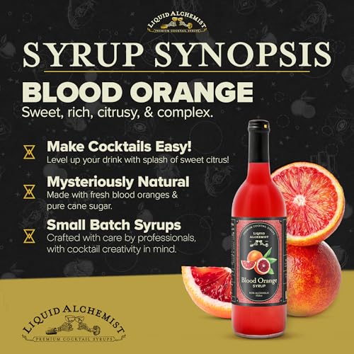Image of Liquid Alchemist Blood Orange Syrup for Cocktails - Real Ingredients Make our Blood Orange Puree a Perfect Margarita Mixer - Small Batch, Non-GMO, Vegan Drink Mixer | 25.4 Oz, Pack of 1