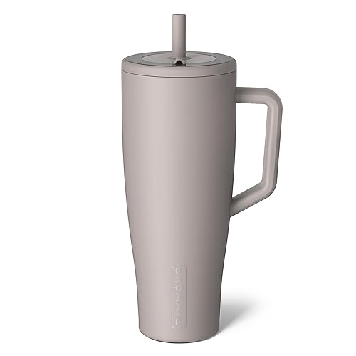 BrüMate Era Vaso térmico con asa y pajilla, 40 onzas, 100% a prueba de fugas, con tapa, hecho de acero inoxidable, base apta para portavasos, moca
