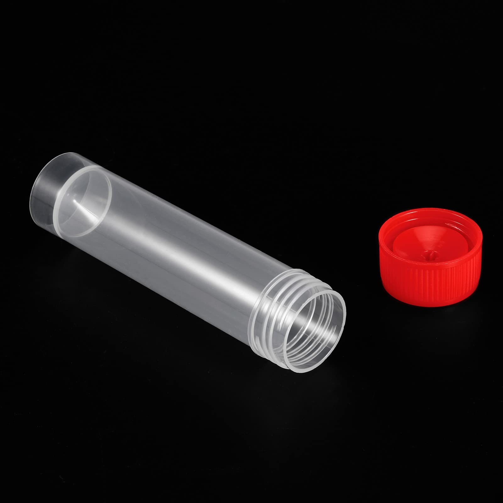 PATIKIL 30mL Plastica Test Provette, 60pz Congelato Test Tube Fiala Contenitore Stoccaggio Vite Tappo per Lab Laboratorio Scienza, Rosso Chiaro