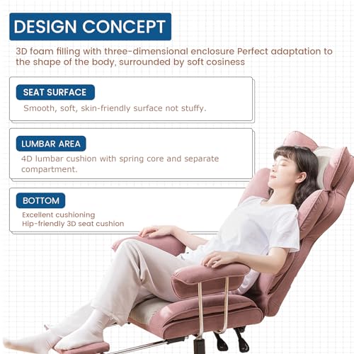 Sedia Gaming Ergonomica Sedia da Gaming Reclinabile Sedia Ufficio con Poggiapiedi Sedia Gamer Schienale Regolabile per Lavoro e Gioco Rosa - Sedia gaming - Immagine 6