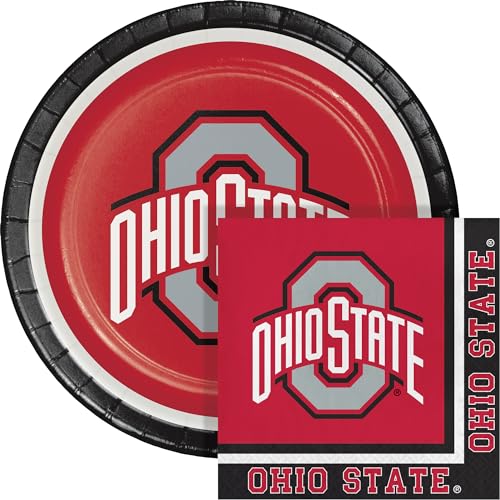 Trendware Ohio State University Paper Plate and Napkin Party Kit 84 ct