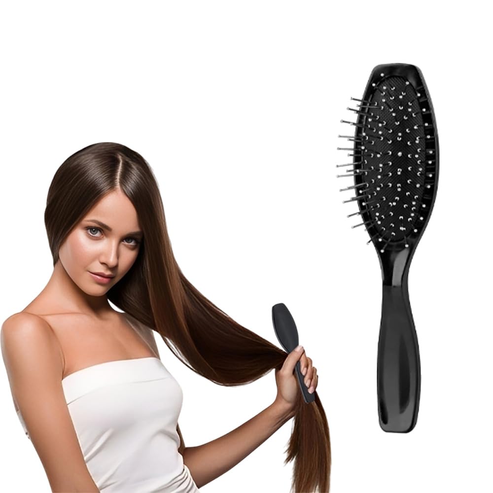 BLUSHIA Classic Cushion Hair Brush, Anti-static ball tips, for Grooming, Straightening, Detangling Hair, Ideal for Women (Black Color)