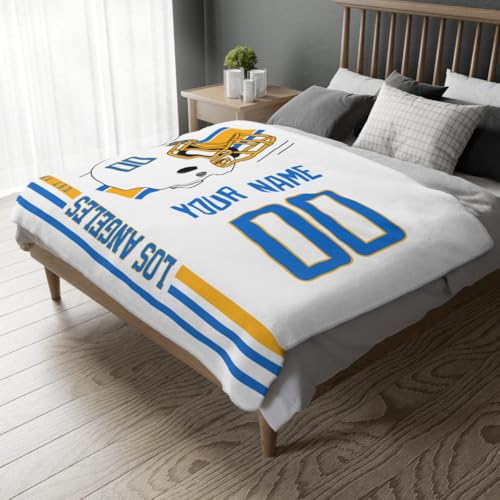 Image of Los Angeles Throw Blanket Custom Name and Number Personalized Gifts for Men and Women