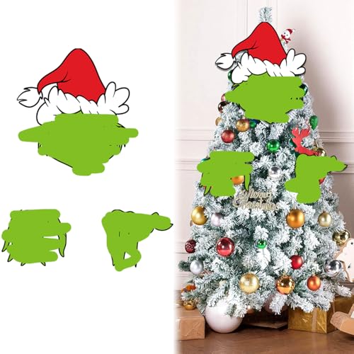 BZFJZG Christmas Tree Topper, Cartoon Christmas Tree Decoration, Funny Ornament Xmas Decor, Merry Xmas Oranments for Indoor Outdoor, Indoor Home Xmas Party Supplies, Holiday Fence Decor, 3PCS