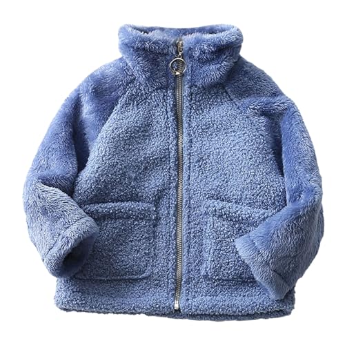 Baby Boys Girls Fleece Coat Stand Collar Windproof Thicken Outwear Winter Loose Solid Warm Jacket with Pocket