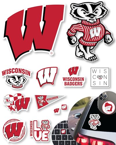 Image of Wisconsin Badgers Stickers & Decals 14 Pc Set, UW Car Sticker