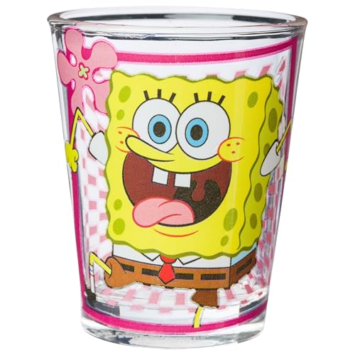 Image of Silver Buffalo SpongeBob SquarePants Poses 4 Pack Mini Glass Set, 1.5 Ounces