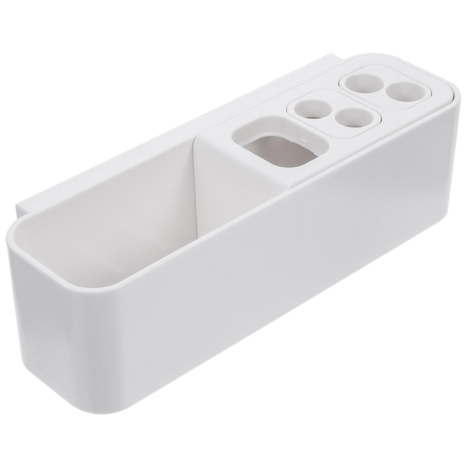 SHINEOFI Portaspazzolino da Parete Bianco in ABS Gancio Adesivo Resistente Organizer Multiscomparto per Spazzolino Elettrico e Accessori da Bagno Contenitore Drenante per Doccia e Cucina