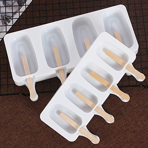 Moldes de coração de diamante de 8 xícaras, moldes de picolé ovais de silicone, 4 formas de picolé,