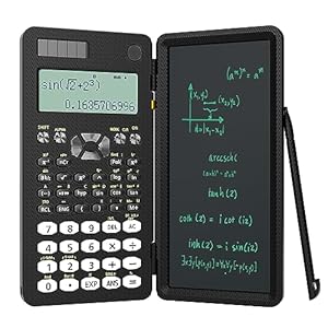 Scientific Calculator with Notepad,ROATEE Middle and High School Supplies for Students & College,82 MS Foldable 2-Line Display Science Calculator with Writing Tablet,Solar and Battery Powered
