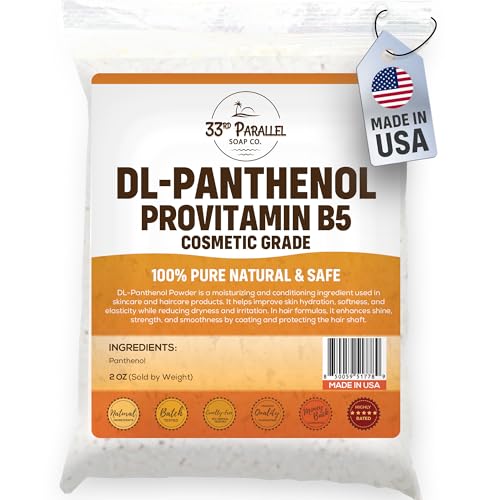 Pure DL-Panthenol Powder (2oz) | Provitamin B5 Powder Cosmetic Grade | For Hair Care Skin Care Nails Deep Moisturizer Panthenol Cream Hair Conditioner Shampoo Soap Lotion | 2 OUNCES