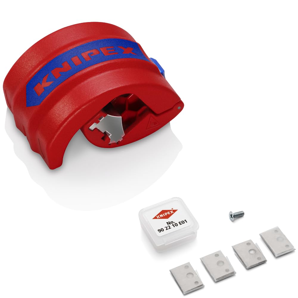 KNIPEX 90 22 10 BK Schneider mit 8 Ersatzklingen 90 22 10 E01 Set – Präzises Schneidwerkzeug mit Wechselklingen