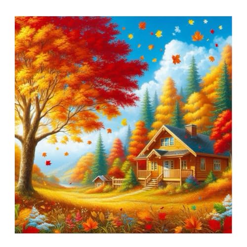 Kit diamond painting paysage d'automne, idée cadeau adulte