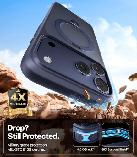 Image of iPhone 17 Pro Max Magsafe Stand Case | Matte Design & 360 Protection | Military-Grade Apple iPhone 17 Pro Max Cover | Ultra Premium - Blue