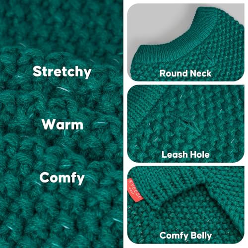 Image of KYEESE Reflective Yarn Dog Sweater for Small Medium Dog Thick Knit Pullover | Reflective for Visibility, Leash Hole for Walk, Stretchy Fit, Lightweight & Warm, Gentle on Sensitive Skin, Winter Daily Wear
