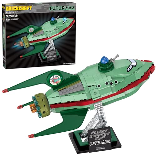 Brickcraft Futurama Planet Express Ship Brick Building Kit (382-Piece Set) Sci-Fi Collectible Display Model Futuristic Toy Brick Set for Adults Teens and Fans of Animated TV