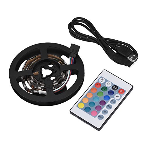 Diyeeni 50cm RGB LED-Streifen mit IR-Fernbedienung und 120° Weitwinkel Wasserdichte USB-Beleuchtung, 24-Tasten