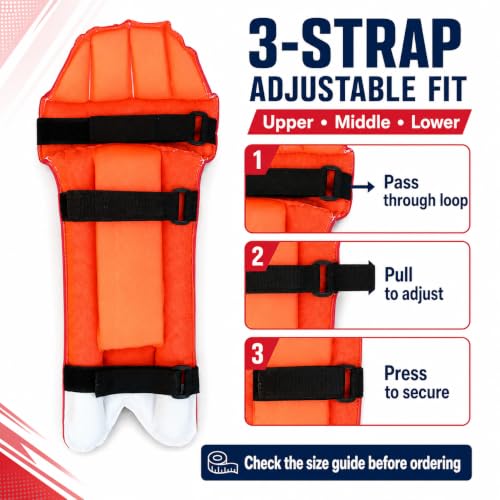 Image of NEXTAGE Small Junior Cricket Batting Pads for Kids | Fits 10-11 Inch Knee-to-Instep | 16.5 Inch Lightweight Soft-Foam Practice Leg Guards | 3 Adjustable Straps | Pair (Red)