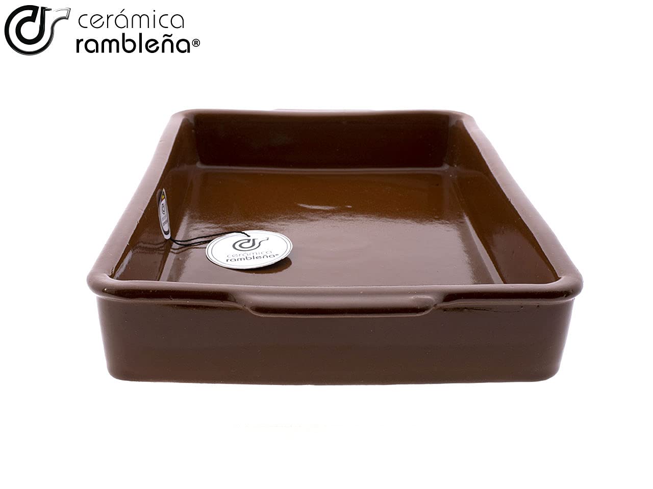 CERÁMICA RAMBLEÑA | Bandeja Horno | Bandeja Rectangular Fuego Directo | Bandeja Barro refractario | Bandeja para hornos | 40.5x26x5.8 cm