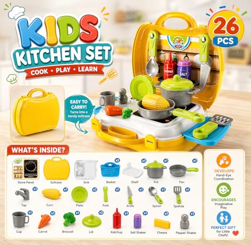 Image of Zest 4 Toyz Kitchen Set for Kids Girls Cooking Set Light and Sound Pretend Play Toys Kitchen Set