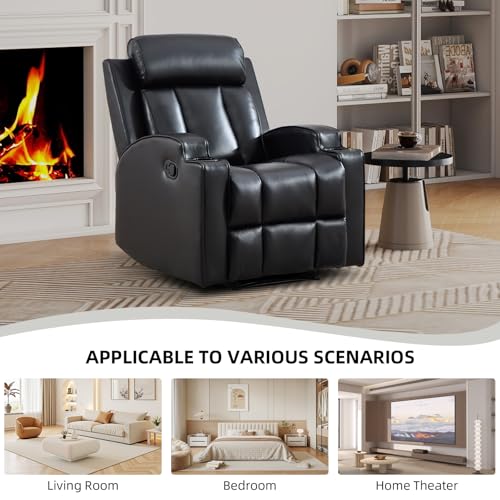 Sillón reclinable manual cuero sintético negro miniatura 5