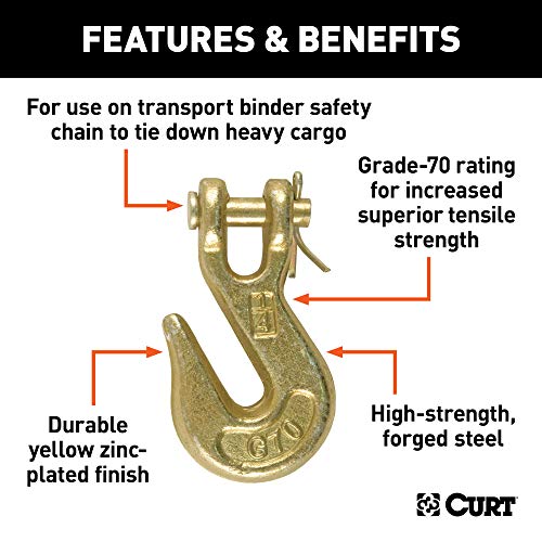 Curt 81502 1/4-Inch Forged Steel Clevis Grab Hook, 3,150 Lbs. Work Load, 3/8-In Pin #TOP2