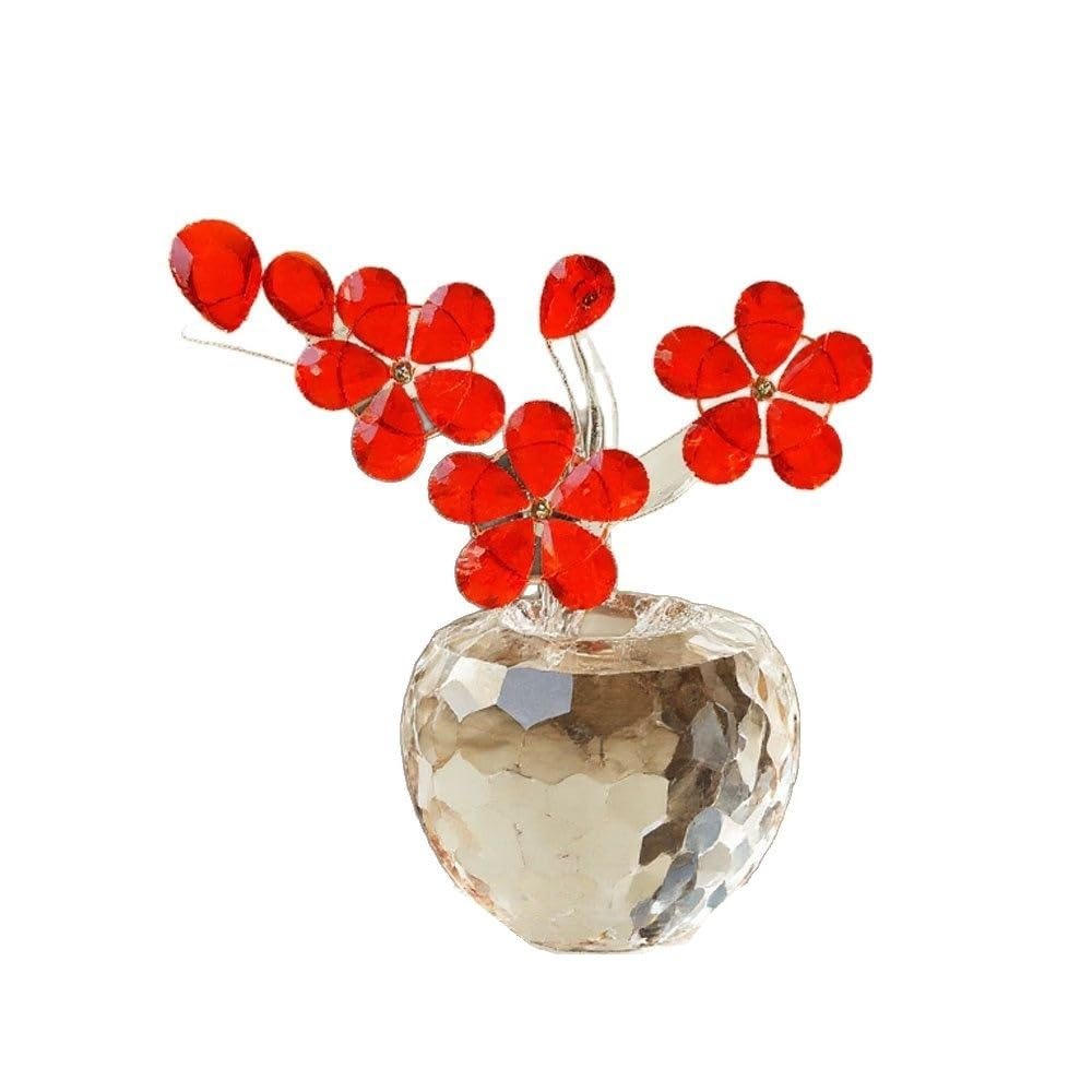 Huffa Red Crystal Plum Blossom Ornaments For Wedding, Desktop Wishing Flower Room Decor