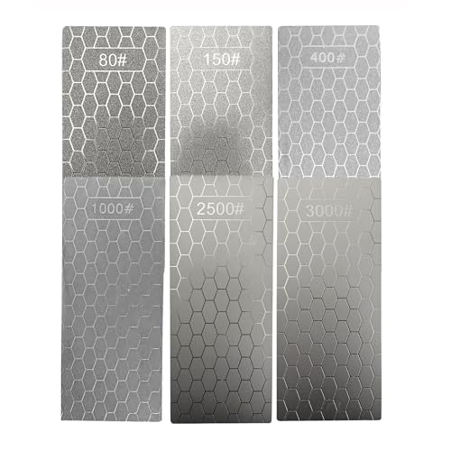 6 Stück Messerschärfsteine 80# 150# 400# 1000# 2500# 3000# Diamantschärfsteine mit extra feiner/grober Platte für Küchengeräte und den Außeneinsatz
