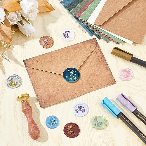 CRASPIRE Christmas Star Wax Seal Stamp 25mm Sealing Wax Stamps Retro Wooden Handle Removable Brass Head for Wedding Invitations Envelopes Halloween Thanksgiving Gift Packing - Image 4