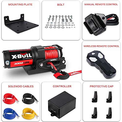 X-Bull USAM-XBEW017 12V 3000Lbs Electric Winch Synthetic Rope Electric Winch thumb #5